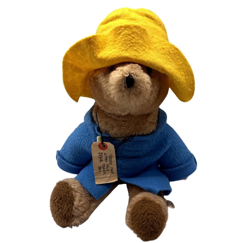 Vintage 1975 Eden Toys PADDINGTON BEAR Plush 15" Stuffed duffle coat bucket hat.